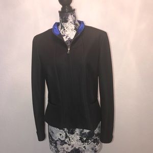 Tahari Grey Casual Blazer with Cobalt Lining